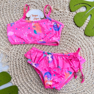 Linha Praia - Biquini com Proteção UV50+ - Sereias - Pink